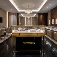 Comptoir de présentation de bijoux en or directement de l'usine avec éclairage LED et service de logo personnalisé pour les magasins de détail et salles d'exposition