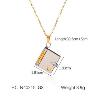 Высококачественное модное водонепроницаемое ожерелье с подвеской-книжкой из нержавеющей стали с титановым покрытием для пар - Product Image 2