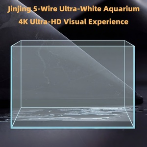 Acquario in Vetro Ultra-Trasparente su Misura con Cinque Linee Dorate per Soggiorno, Uso Domestico, Piante Acquatiche, <span class=keywords><strong>Tartarughe</strong></span>, Varie Dimensioni - Product Image 1