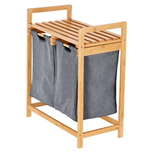 Canastas de Almacenamiento de Ropa de Bambú Modernas y Sostenibles al por Mayor, con Doble Compartimento y Asas, para Organización de Lavandería, 29X25 - Product Image 4