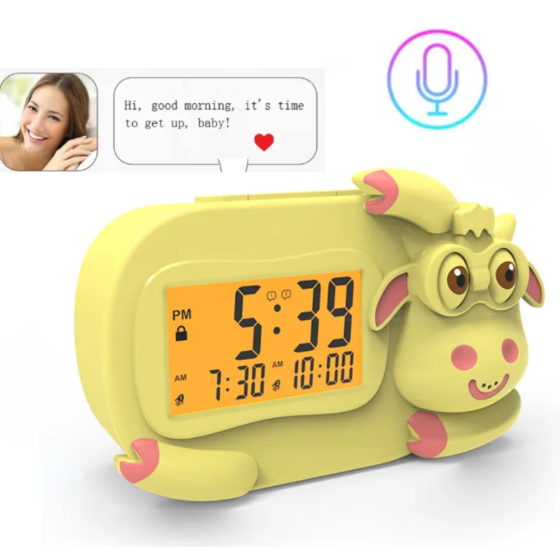 Hot Selling Children Recording Messages Clock Kids Alarm Clock Children Sleep Trainer Clock