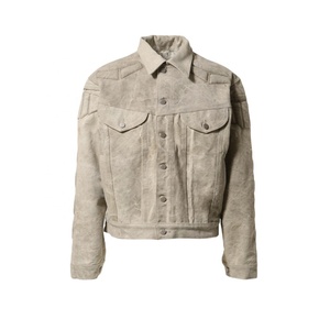 Chaqueta de Motociclista de Mezclilla con Bordado 3D y Lavado Ácido Personalizada para Hombre - Product Image 1