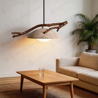 Lampe suspendue moderne en forme de dôme en pierre, style branche naturelle, pour salon et restaurant