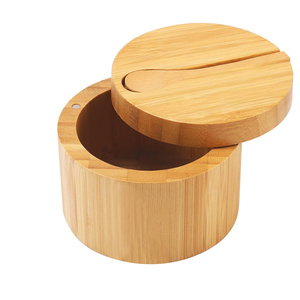 Boîte de rangement d'épices de cuisine en bambou avec couvercle magnétique et cuillère pour salière avec LOGO <span class=keywords><strong>personnalisé</strong></span> - Product Image 3