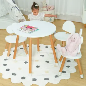 Ins Pink Wooden Montessori Girl Bedroom Furniture Set Animal Toddler Study Table And Chairs For Kids Children Room Play Area