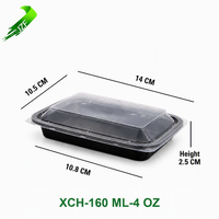 4oz 160ml Zwarte Transparante PP BPA-Vrije Magnetronbestendige Lekvrije Vershoudende Wegwerp Lunchbox Deksel Fruit