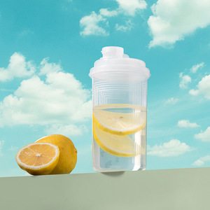 Fitness Shaker <b>Cup</b> <b>Plastic</b> 500Ml With Lemon Slices For Student Travel Use - Product Image 1