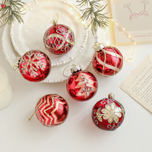 Luxury Christmas Ball <b>Red</b> and Gold <b>Glitter</b> Ball Ornaments Christmas Decorations Hand Painted Shatterproof Christmas Baubles - Product Image 1