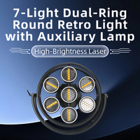 Projecteurs de scène LED rétro professionnels 7x60W, double anneau, lumière d'ambiance auxiliaire RGB, 320W DMX RDM, gradation 32 bits pour bars et DJ