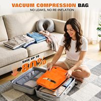 180 ° Sacs de compression sous vide de voyage à fermeture éclair avec pompe filaire, étanches IP67, réutilisables, kit d'économie d'espace pour valises et bagages