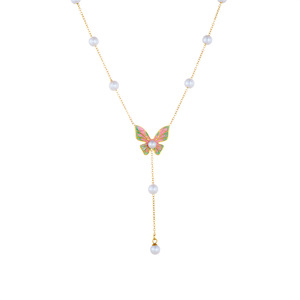 Butterfly Pearl <b>Long</b> Tassel <b>Necklace</b> For Women Imitation Pearl Jewelry Gift - Product Image 5
