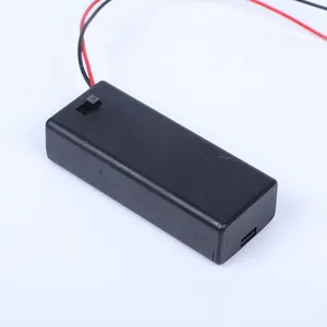High Quality ABS Plastic 2AAA Battery Holder Case With Cover And Switch Battery Box/Holder/case