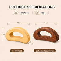 Outil de massage Gua Sha en bois de hêtre personnalisé, planche de raclage corporel en bois carbonisé, masseur pour drainage lymphatique et soulagement musculaire, OEM & ODM