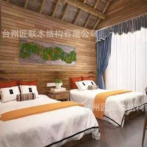 บ้านไม้ทรงสี่เหลี่ยม ดีไซน์เรียบง่าย ติดตั้งง่าย เหมาะสำหรับโรงแรม บ้านสำเร็จรูปแบบโมดูลาร์ พร้อมการวางแผน - Product Image 4