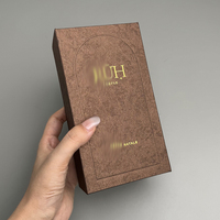 Boîte magnétique rigide en papier texturé de luxe, personnalisée avec logo en feuille d'or, pour emballage de parfum et cosmétiques, avec insert en mousse