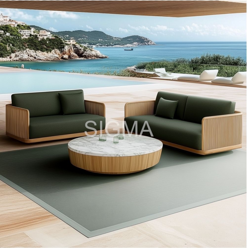 New Style Custom Outdoor Garden Sets Teak Modular Sofa Set Modern Luxury Patio Furniture Teak Wooden Frame Sofa