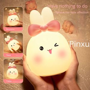 Veilleuse en silicone LED en forme <span class=keywords><strong>de</strong></span> lapin rechargeable chambre à coucher <span class=keywords><strong>chevet</strong></span> <span class=keywords><strong>photo</strong></span> sommeil créatif petite <span class=keywords><strong>lampe</strong></span> <span class=keywords><strong>de</strong></span> table - Product Image 3