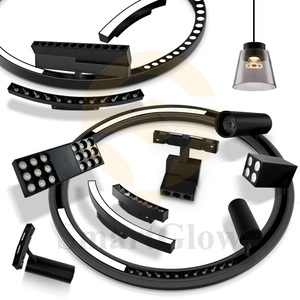Profilé de plafond tendu courbé, rond, demi-rond, profilé en aluminium tendu, rail magnétique encastré pour éclairage suspendu - Product Image 5