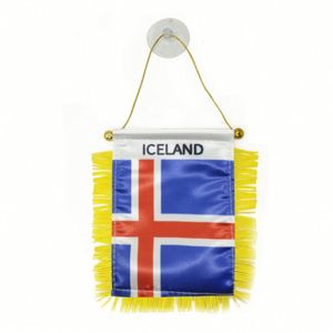 Custom Logo ICELAND Pennant <b>Flag</b> for Car Rearview Mirror & Home Decoration Digital Printed Techniques - Product Image 1