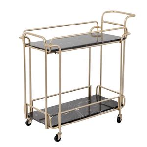 2025 कस्टम लक्जरी सोने की धातु फोल्डिंग बार कार्ट्स ट्रॉली आधुनिक वाइन और खाद्य पदार्थ फोल्डेबल गाड़ी - Product Image 2