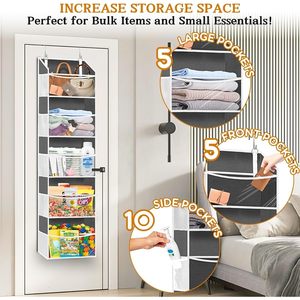 Organisateur de porte à 20 poches en tissu non tissé pour ranger les produits pour bébés et les vêtements, à accrocher derrière les portes ou sur les murs - Product Image 5