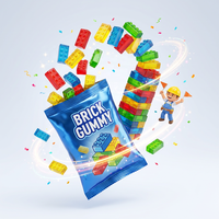 Venta al por mayor OEM: Caramelos de goma 4D con forma de bloques de construcción, dulces de gelatina DIY con forma de ladrillo, caramelos blandos con sabor a frutas para niños, snack creativo.