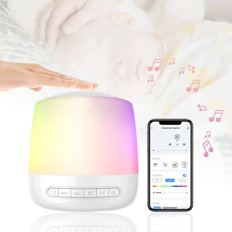 Modern White Noise Maker Multicolor LED Night Light With Sleep Noise Machine Portable White Noise Sleep Sound Machine