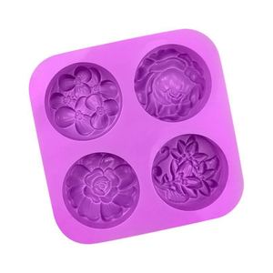 Moule en silicone écologique à 4 cavités, formes de fleurs variées, pour gâteaux, savons et bougies, échantillon gratuit, fabrication OEM/ODM - Product Image 3