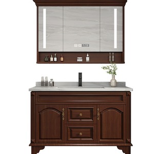 Gabinete de baño de roble americano combinación baño panel de roca lavabo Gabinete de espejo inteligente Lavabo gabinete de lavabo - Product Image 1