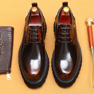 Chaussures de sport formelles pour hommes à semelle épaisse avec motif patchwork et fermeture à lacets - Product Image 2