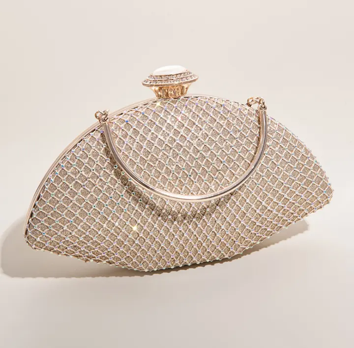 Ladies Crystal Chains Mini Rhinestone Bucket Evening Bags Handbags Wedding Clutch Shoulder Purse Party