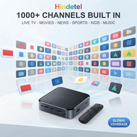 Boîtier Smart TV Hindetel Allwinner H135 Android 12.0 avec TV en direct mondiale intégrée, Wi-Fi double bande, Full HD 1080P 60fps, ultra compact pour
