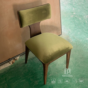 Venta Directa de Fábrica, Sillas con Cojín de Terciopelo Verde, Estructura de Madera Marrón, Silla Individual Curva para Sala de Estar, Silla de Terciopelo Verde - Product Image 4