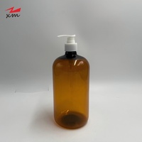 Bouteilles rondes en PET ambrées de 1L, 28/410, avec pulvérisateur à gâchette brun foncé, pour le nettoyage, l'emballage de produits de salle de bain et l'huile corporelle