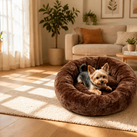 Anti-Angst Beruhigendes Donut-Hundebett Rundes Langes Plüschiges Haustiernest Abnehmbarer Waschbarer Bezug Tragbare Weiche Katzenbettmatte Großhandel