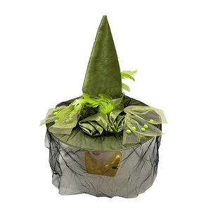 Sombrero <span class=keywords><strong>de</strong></span> <span class=keywords><strong>Bruja</strong></span> Verde <span class=keywords><strong>de</strong></span> Halloween <span class=keywords><strong>con</strong></span> <span class=keywords><strong>Plumas</strong></span> y Velo, Estilo Mago <span class=keywords><strong>de</strong></span> Oz, Sexy - Product Image 3