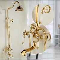 Ensemble de robinet de douche en laiton de style vintage pommeau de douche pluie multifonction avec douchette à main salle de bain durable