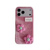 Coque de téléphone en jean avec deux belles fleurs pour iPhone 18 Pro Max et série 17 – Étui de protection mince anti-chute