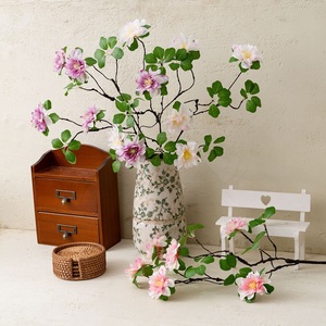 Branche de fleur d'<span class=keywords><strong>hibiscus</strong></span> en soie de haute qualité, blanc rose, fausse rose, malva, tige florale pour la maison, mariage, bricolage, arrangement de centre de table - Product Image 6