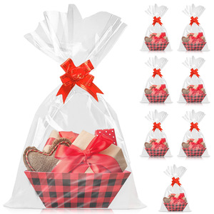 Paper Basket Empty to <strong>Fill</strong> with Pull Bows and Clear Plastic <strong>Bags</strong> for Wedding Birthday <strong>Party</strong> Gift Valentines Mother's Heart - Product Image 2