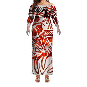 Ontwerp Custom Vrouwen Lange Mouw Prom Jurk 2 Delige Set Tonga Samoan Puletasi Met Knoop Ptaha Grote Maat Jurk Hawaii Jurken - Product Image 3