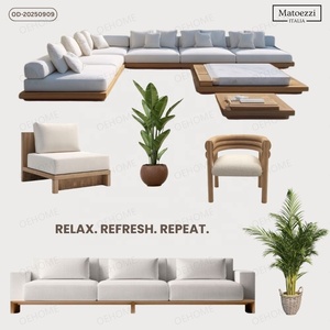 Meubles d'extérieur modernes en bois avec structure en aluminium et coussins résistants aux intempéries pour patio, <span class=keywords><strong>jardin</strong></span>, <span class=keywords><strong>salon</strong></span>, terrasse, resort, bord <span class=keywords><strong>de</strong></span> piscine - Product Image 5