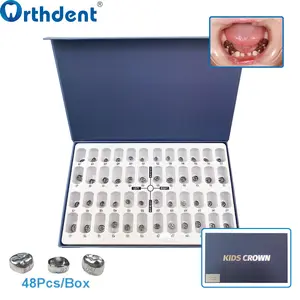 Orthdent 48 Pcs/Box Dental Aço Inoxidável Crianças Coroa Molar Primário Temporário Coroas Ferramentas Dentista Materiais Ortodônticos Dente