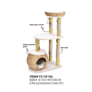<span class=keywords><strong>Arbre</strong></span> <span class=keywords><strong>à</strong></span> <span class=keywords><strong>chat</strong></span> écologique avec griffoir, condo en résine, bois de poirier, jute et corde de jute pour chats adultes - Product Image 1