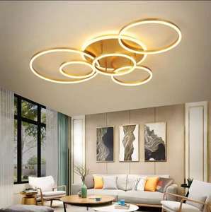 Lustre decorativo círculo lámpara de araña regulable Hotel sala de estar oro Led círculo luces de techo - Product Image 5