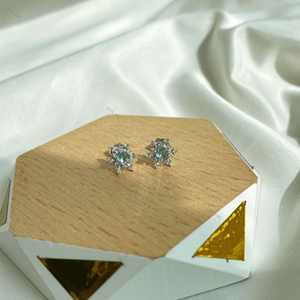 Dylam Wholesale Hypoallergenic 925 Sterling Silver <strong>Frozen</strong> Winter Snowflake <strong>Earrings</strong> Adorned with Aqua Cubic Zirconia for Women - Product Image 2