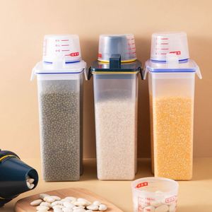 Récipient de stockage de riz scellé transparent distributeur d'aliments secs pour céréales avec tasse à mesurer - Product Image 3
