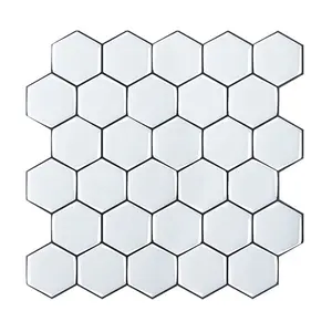 Azulejo de pared autoadhesivo para cocina y baño, azulejo de pared de mosaico autoadhesivo, 3D, hexagonal, contra salpicaduras