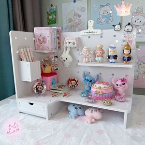 Mikoshiro Corner Pegboard <b>Shelf</b> <b>Desk</b> Organizer With Drawer Storage For Stationery And Miscellaneous Items Rectangle Standing - Product Image 3