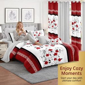 <span class=keywords><strong>ชุด</strong></span>เครื่องนอนพิมพ์ลายหรูหรา 12 ชิ้น พร้อมผ้าม่าน ปลอกหมอน ปลอกหมอนอิง-ผ้าปูที่<span class=keywords><strong>นอน</strong></span>โพลีเอสเตอร์ 100% ป้องกันรอยยับ - Product Image 5